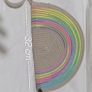 Rainbow Summer Cotton Rope Bag, Rope hand bag,Handmade Braided Shoulder Bag and Hand Bag ,Boho Style, Handwoven Beach Tote Bag,