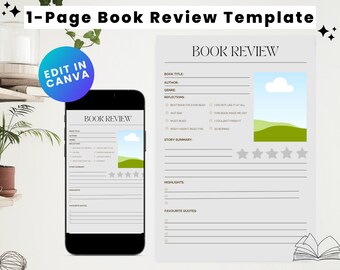 Simple Book Review Template - editable in Canva!