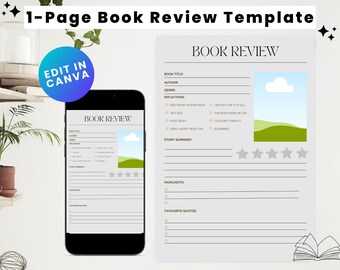 Plantilla sencilla para reseñas de libros: ¡editable en Canva!