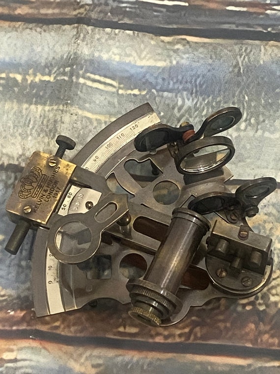Sextant Nautique Vintage En Laiton - Réplique Modèle Kelvin & Hughes 1917, Décoration Marine, Fait Main En Inde