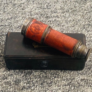Leather Pirate Telescope Brass Spyglass Antique Marine Nautical Vintage Scope