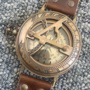 Nautical Vintage steampunk watch style Sundial compass/wrist sundial compass uk Based Seller