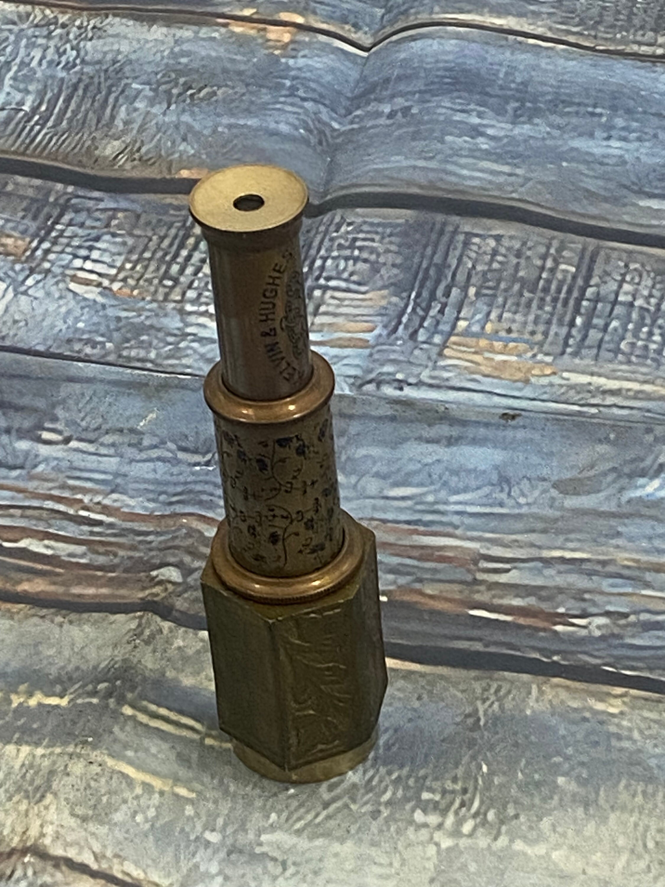 Vintage Brass Telescope With Red Leather Case - 10x Magnification Handheld Spyglass For Decor & Collectors (7-16 Inches)