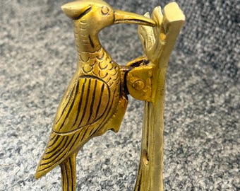 Brass Door Knocker with Unique Woodpecker Design | Solid Brass Bird Door Knocker
