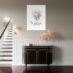 Bouquet di fiori di nascita per famiglie Poster personalizzato in carta opaca di qualità museale con matita colorata originale