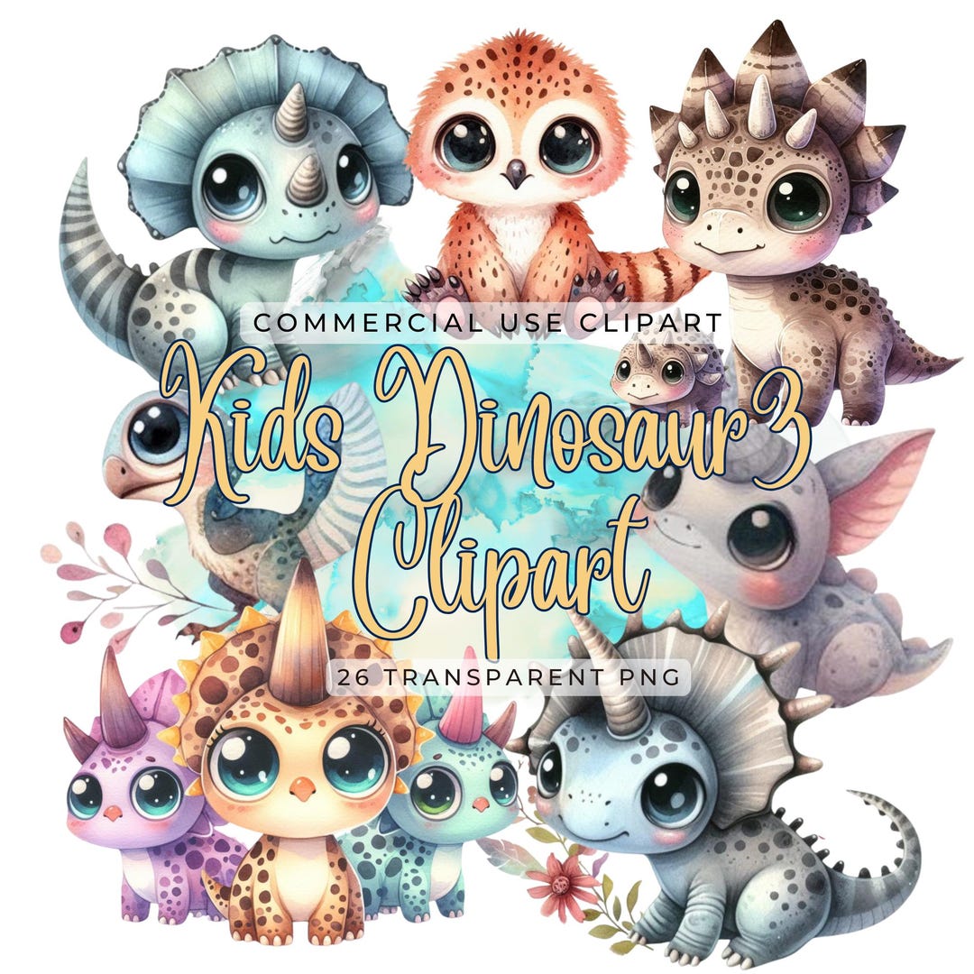 Kids Dinosaur 3 Clipart 26 PNG Images Transparent Background Cute ...