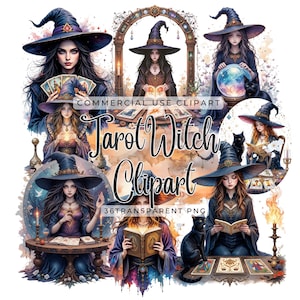 Tarot Witch Halloween Clipart 36 PNG Images Transparent Background Instant Digital Download Crafts Sublimation Junk Journal Scrapbooking