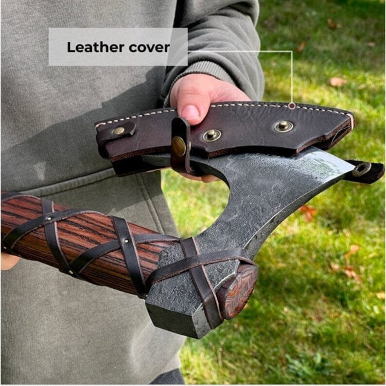 Viking Long Axe ragnar Lodbrok With Carving Handle and Leather Wrap Etsy