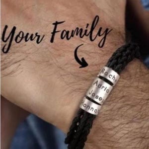 Pulsera de cuero personalizada / Pulsera con nombre grabado para hombre / Pulsera personalizada para hombre / Regalo para él / Regalo ajustable para el día del padre