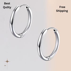 Set di 2 o 3 paia di piccoli orecchini a cerchio Huggie Hoops / Orecchini a cerchio con cerniera Huggy da indossare tutti i giorni / Acciaio inossidabile o oro 14K / Regalo per lei.