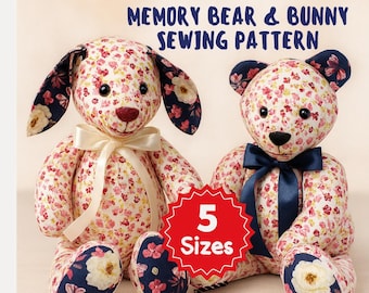 Memory Bear & Bunny Sewing Pattern | Keepsake Stuffed Animal (PDF Pattern)
