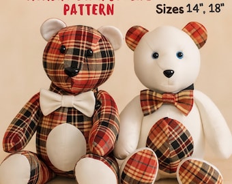 Memory Bear Pattern | Keepsake Teddy Bear Sewing Pattern | PDF Memorial Bear with Outfit | Pattern 14" 18" | Digital Download