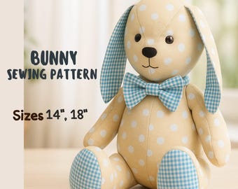 Memory Rabbit Sewing Pattern, Keepsake Bunny Tutorial (PDF) 14'', 18''