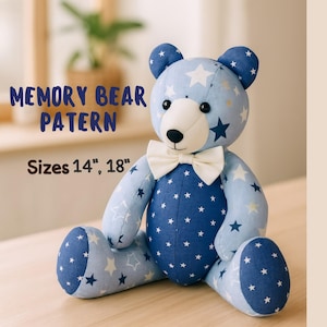 Memory Bear Sewing Pattern | Keepsake Teddy Bear Sewing Pattern | PDF Memorial Bear with Outfit l Sizes: 14in 18in