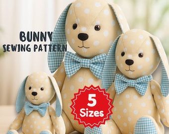 Memory Rabbit Sewing Pattern, Keepsake Bunny Tutorial (PDF) 12'', 14'', 16'', 18'', 20''
