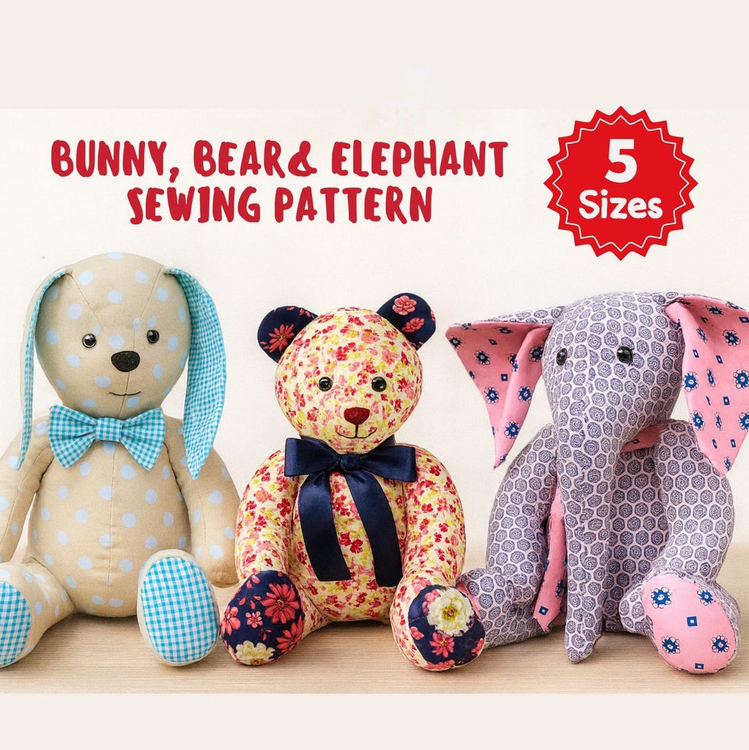 Memory Elephant Pattern Free Memory Toy Sewing Pattern: Bunny, Bear, Elephant (PDF Pattern) - Etsy