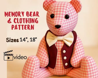 Memory Bear & Clothing Pattern | Keepsake Teddy Bear Sewing Pattern | PDF Memorial Bear with Outfit