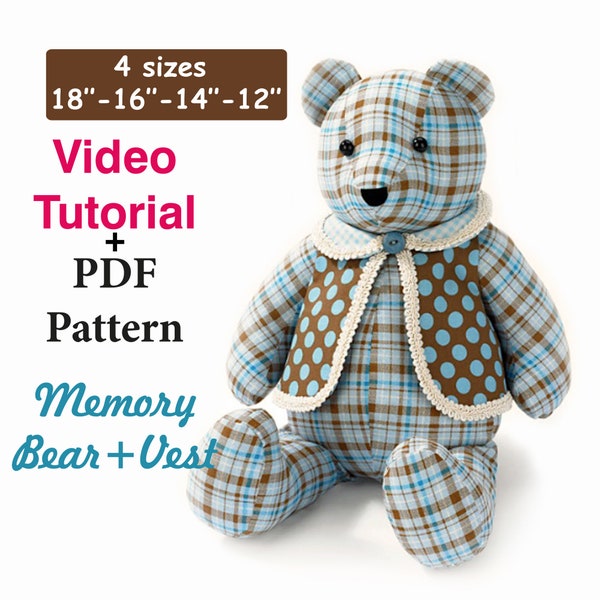 Tutoriel vidéo de modèles d'ours à mémoire de forme Patron PDF facile à coudre