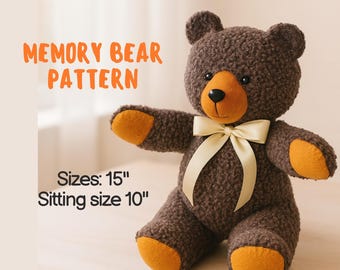 Memory Bear PDF Pattern: 15" DIY Keepsake Teddy Bear Sewing Tutorial