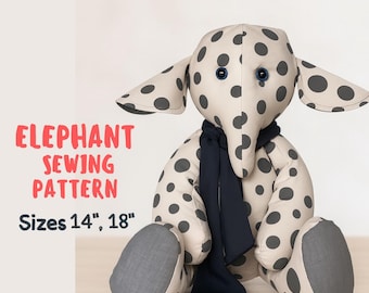 Memory Elephant Sewing Pattern | Keepsake Elephant 14” & 18” | Memorial Plush PDF Pattern