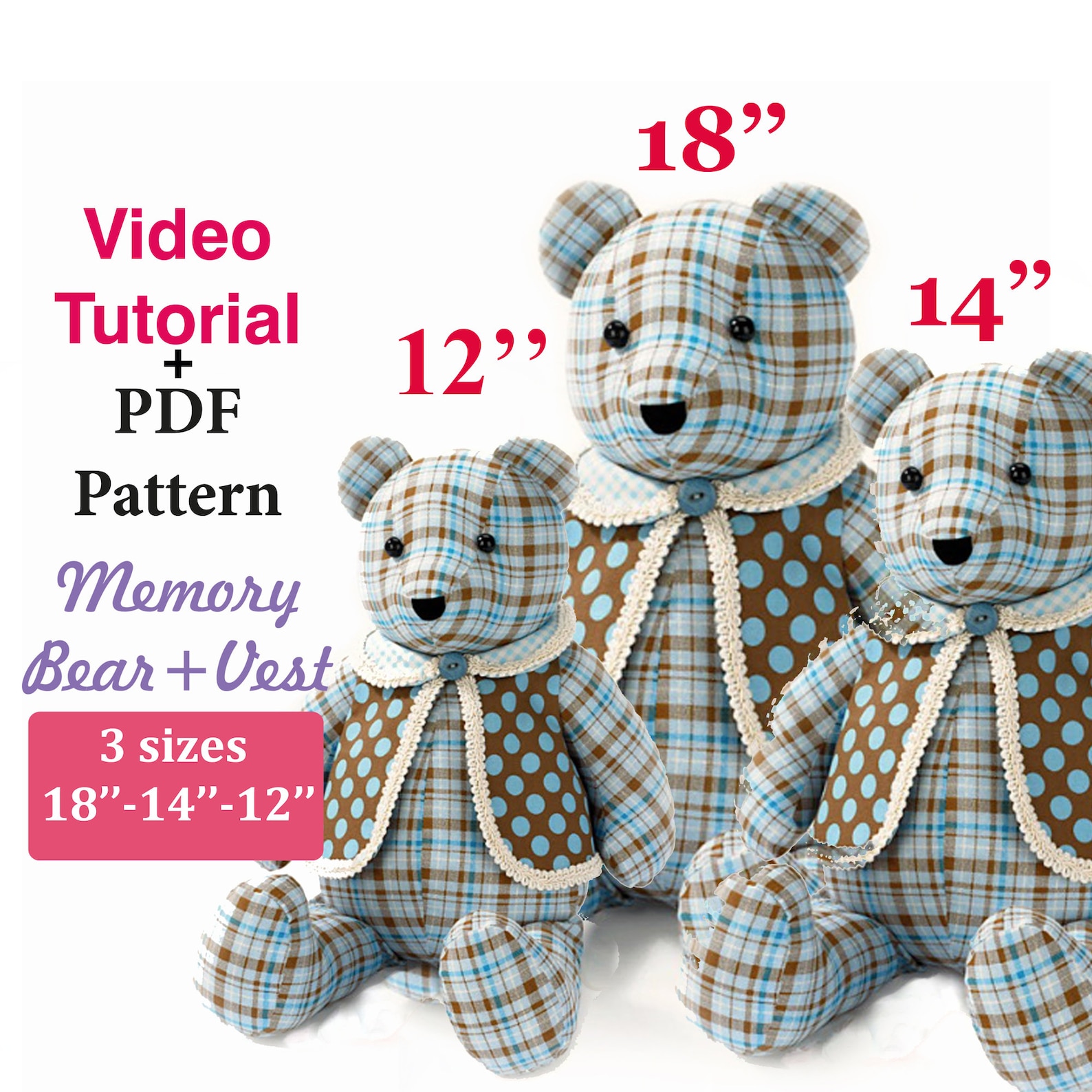 Memory Bear Patterns Video Tutorial Easy Pattern PDF Pattern Sewing ...