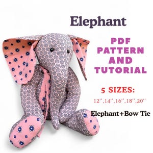 Memory Elephant Sewing Pattern And Tutorial DIY Stuffed Elephant Keepsake Memory Toy PDF Pattern Beginner Friendly Sewing Instructions PDF
