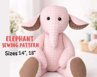 Memory Elephant Sewing Pattern | 14" & 18" Plush Keepsake (PDF Pattern)