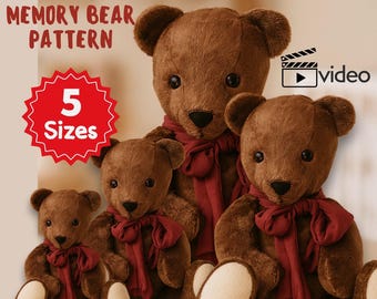 Memory Bear Sewing Pattern: Keepsake Bear, 5 Sizes (PDF Pattern)