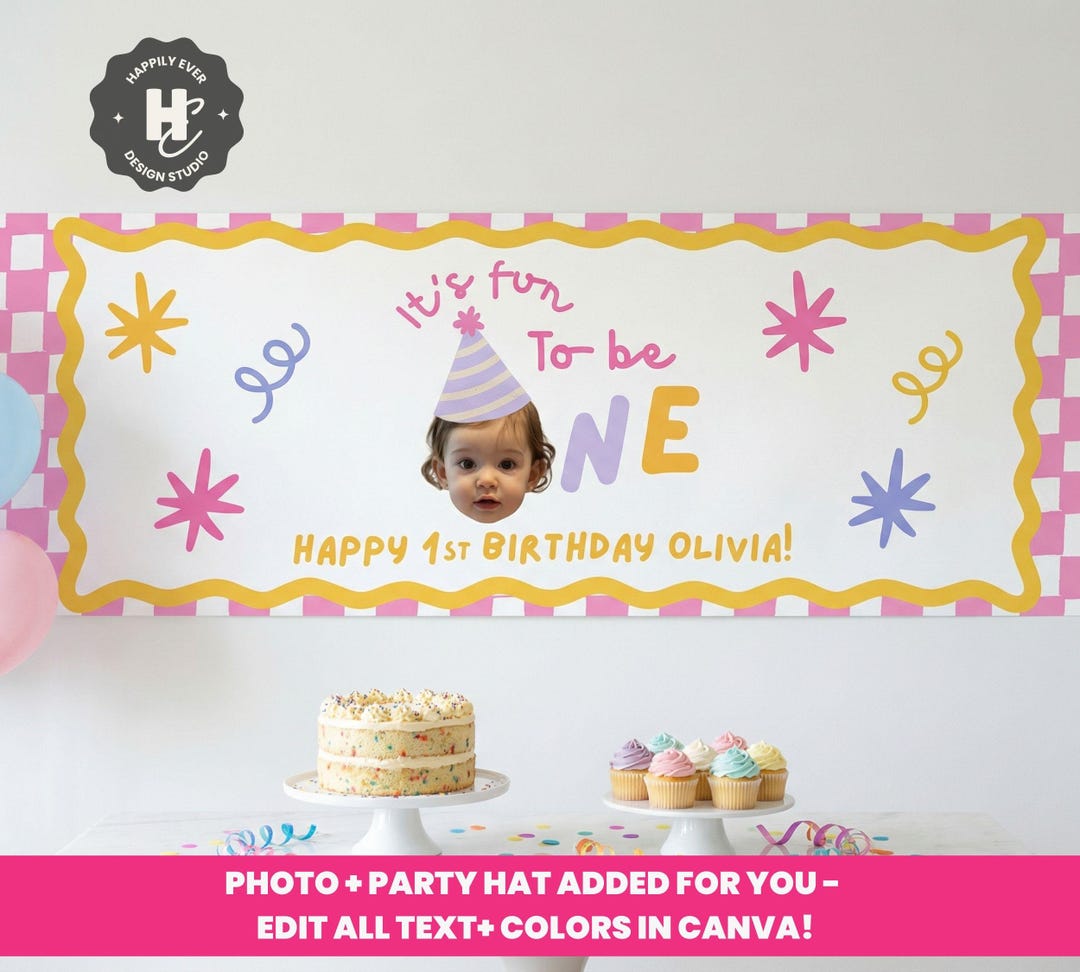 Fun to Be One 1st Birthday Party Banner , Colorful First Birthday Decor ...