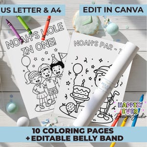 Hole In One Birthday Coloring Pages , Golf 1st Birthday Party Favor , Hole In One Goodie , Par-Tee Kids Birthday , One Hole Year Birthday