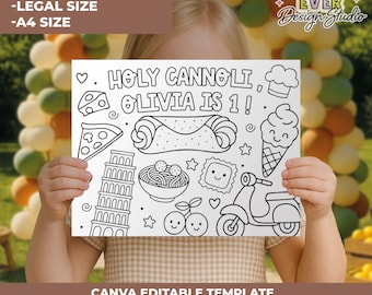 Heilige Cannoli Geburtstag Ausmalbilder, italienische Geburtstagsaktivität, Heilige Ravioli, Pizza Party Spiele, Italienische erste Geburtstagsaktivität für Kinder