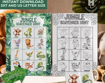 Chasse au trésor dans la jungle pour enfants, chasse au trésor aventure avec les animaux sauvages, jeu amusant de fête d'anniversaire dans la jungle, activité animaux de la jungle, anniversaire sauvage