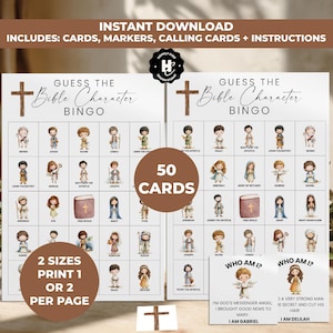 Guess the Bible Character BINGO , Catholic kids bingo , Christian Religious Bingo Game , Bible Learning Activity, Sunday School Bingo