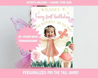 Fairy First 1st Birthday Party Personalized Game | Fairy Birthday Party Pin the Game | Fairy Party Favor | Fairy Personalised Decor |