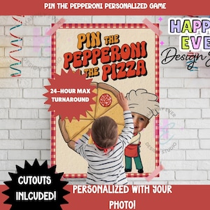 Slice of Fun Birthday Personalized Game | Pizza Party Kids Birthday| Kids Pizza Party pin the tail game| slice slice baby|Italian Birthday