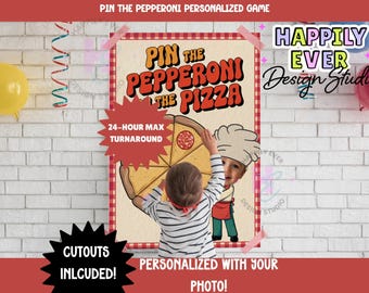 Stück Spaß Geburtstag personalisierte Spiel | Pizza Party Kindergeburtstag| Kinder Pizza Party Pin the Tail Spiel Scheibe Scheibe Baby| Italienischer Geburtstag