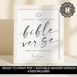 Highlight Your Favorite Bible Verse Guestbook Sign , Favorite Scripture Sign Printable, Minimal Bible Shower Sign, Favourite Bible Verse