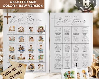 New Testament Scavenger Hunt , Bible Stories Game , Catholic kids Activity Game , Religion Classroom Activity, Sunday School Treassure Hunt
