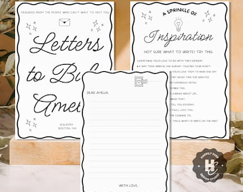 Letters to Baby Printable Template , Hand Drawn Letters to Baby ,Baby Shower Keepsake, Gender Neutral, Babyshower Guestbook,Baby Memory Book