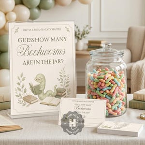 Guess How Many Bookworms, Our Next Chapter Baby Shower Sign Game, A New Chapter Begins, Book Themed Canva Template, Instant Download)