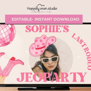 Last Rodeo Bachelorette Jeoparty Game Editable Template |Nashville Bach Jeoparty Trivia games | Hen Do Drinking Games| Bridal Guess Who
