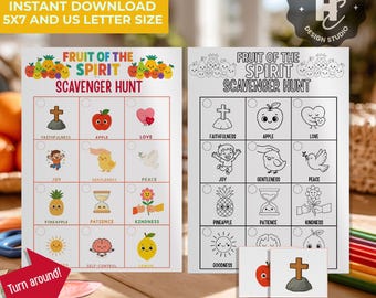 Fruit of the Spirit Scavenger Hunt, Bible Scavenger HUnt , Fruit of the Spirit Game,Bible Activity For Kids, Sunday School Game ,Youth Group