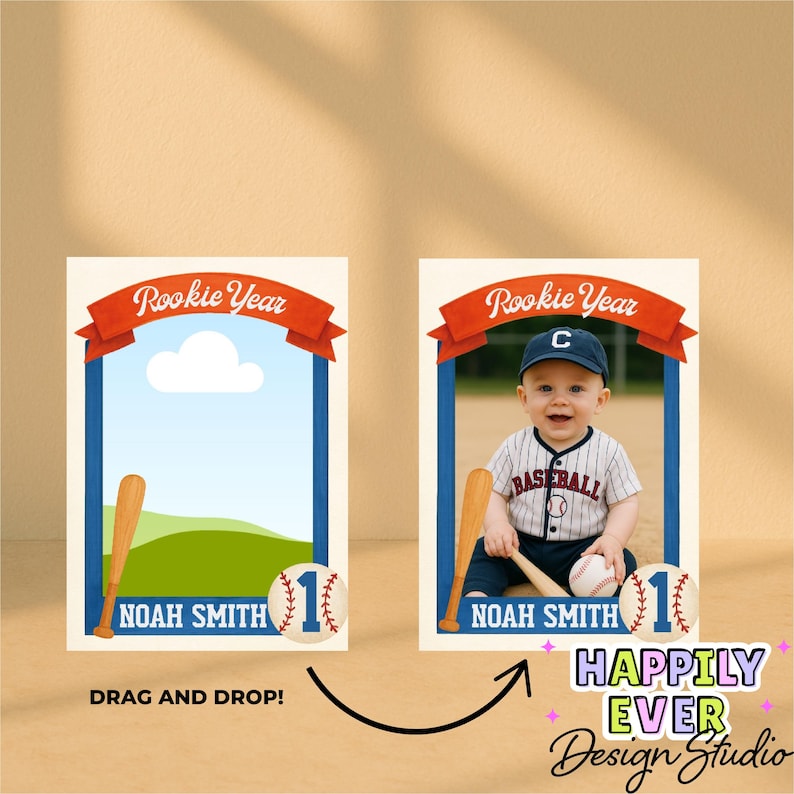 Rookie of the Year 1st Birthday Trading Card, Baseball Players Card ...
