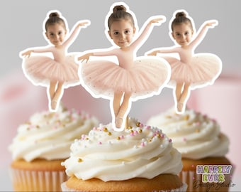 Adornos personalizados para cupcakes de bailarina, adorno de bailarina personalizado, cupcake de bailarina, fiesta de cumpleaños de bailarina Two Two Cute