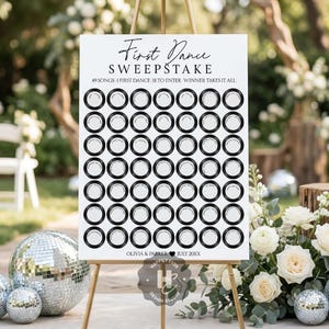 First Dance Song Sweepstake Sign: Wedding Reception Game (Canva Template, Instant Download)