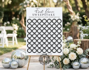 First Dance Song Sweepstake Sign: Wedding Reception Game (Canva Template, Instant Download)