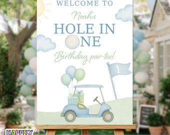 Hole In One Birthday Welcome Sign, Golf 1st Birthday Welcome , Hole In One Decor, Golf First Birthday Party, One Hole Year Birthday Party