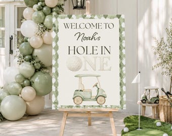 Hole In One Birthday Welcome Sign, Golf 1st Birthday Welcome , Hole In One Decor, Golf First Birthday Party, One Hole Year Birthday Party