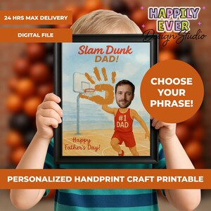 Artisanat d'art d'empreinte de main de basket-ball pour la fête des pères, activité de basket-ball Slam Dunk pour papa, cadeau d'art d'empreinte de main de sport pour papa, bricolage, bricolage pour la fête des pères
