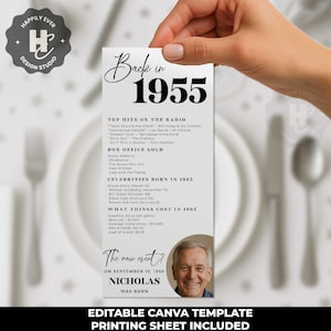 Back In 1955 Place Cards , 70th Bday Place Cards, 70th Born in 1955 Table Card 70th Party Birthday Gift